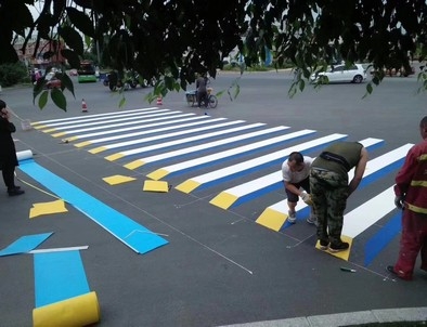 大同大同彩色路面标线施工